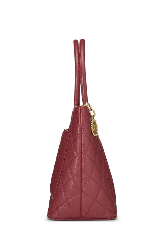 Burgundy Quilted Caviar Medallion Tote