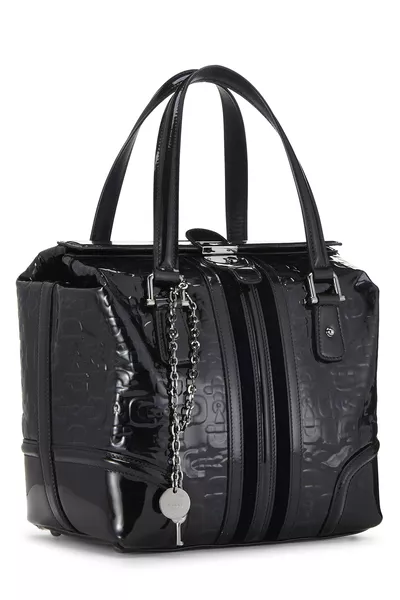 Navy Patent Leather Treasure Boston Handbag, , large