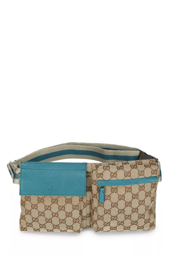 Blue Original GG Canvas Double Pocket Waist Pouch, , large image number 0