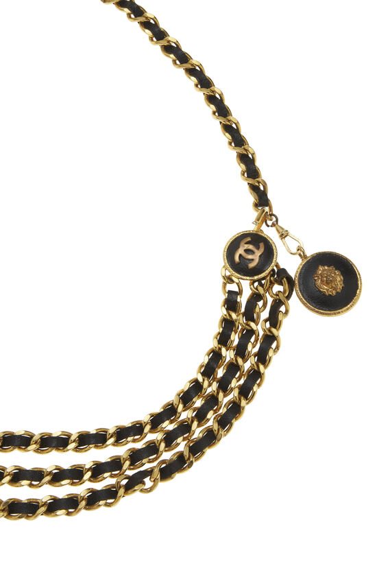 Chanel Gold & Black Leather Chain Belt 3 Q6AABV17KB042
