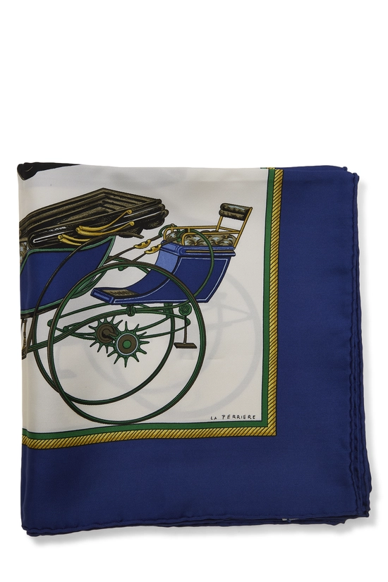 Blue & Multicolor 'Les Voitures a Transformation' Silk Scarf 90, , large image number 1