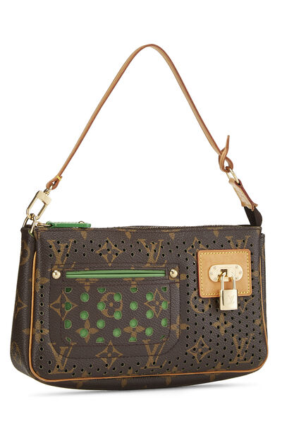 Green Monogram Perforated Pochette Accessoires, , large