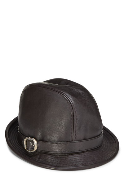Brown Leather Fedora