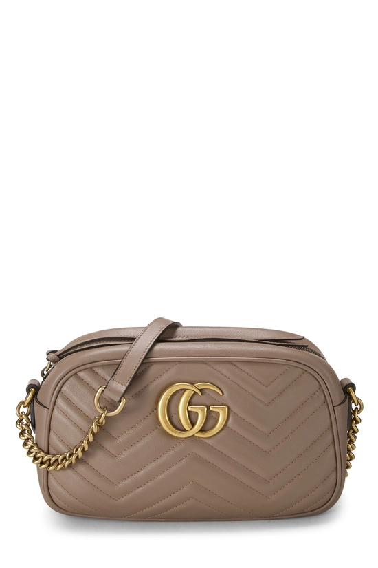 Beige Leather GG Marmont Crossbody Bag Small, , large image number 0