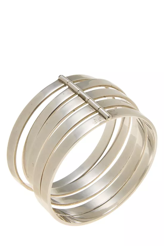 Sterling Silver Enamel Hinged Bangle, , large image number 1