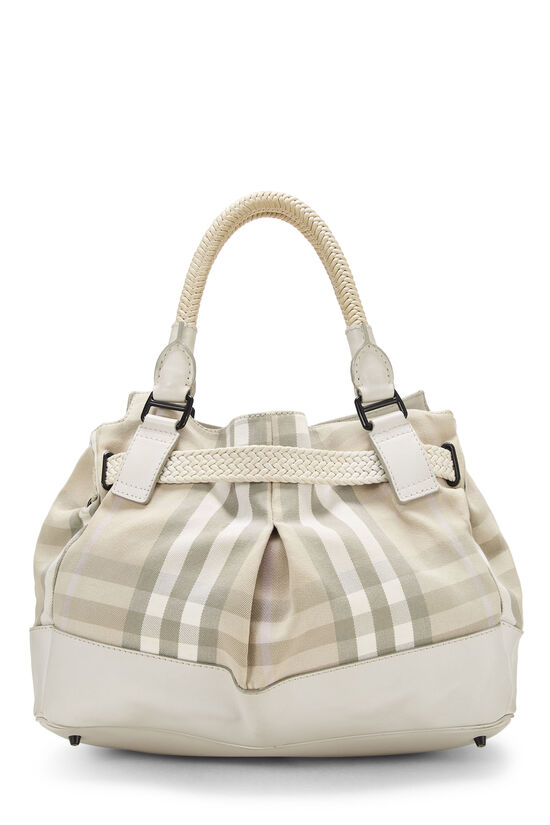 Beige House Check Canvas Bucket Tote, , large image number 3