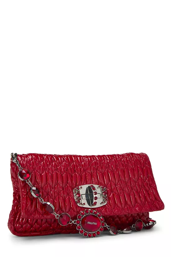 Red Nappa Crystal Flap Shoulder Bag, , large image number 1