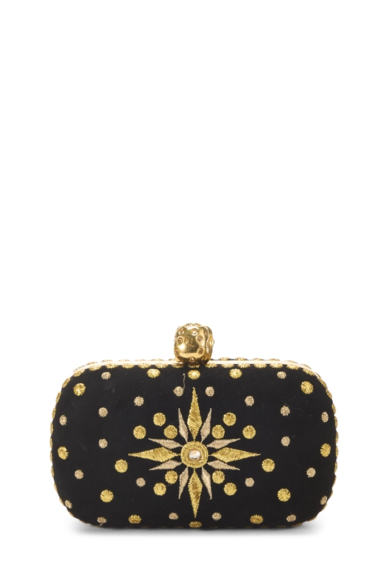 Black Velvet Skull Box Clutch, , large image number 3