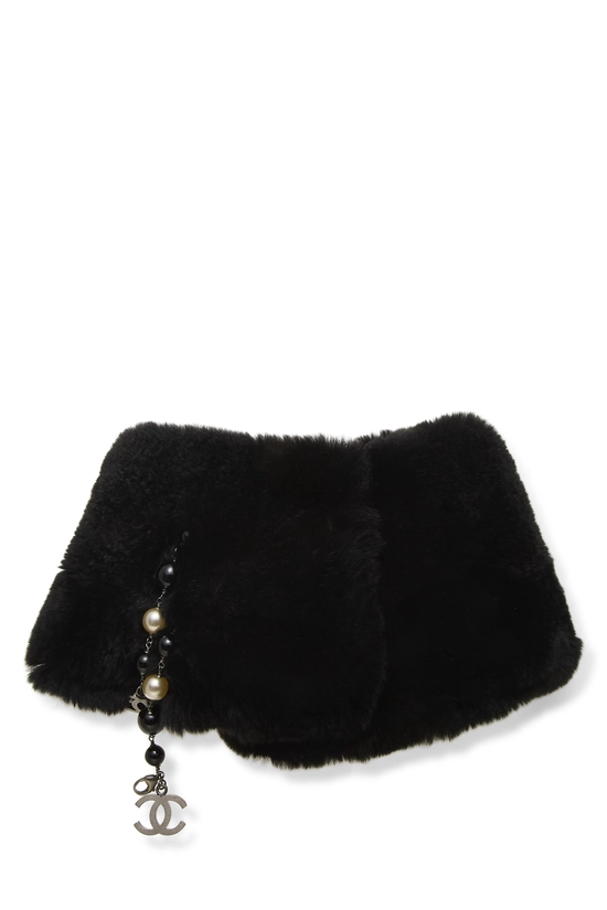 Pre-Owned Black Lapin Collar Q6ABAIEKKB000
