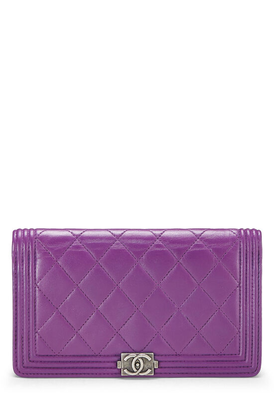 Purple Quilted Lambskin Boy Wallet, , large image number 0