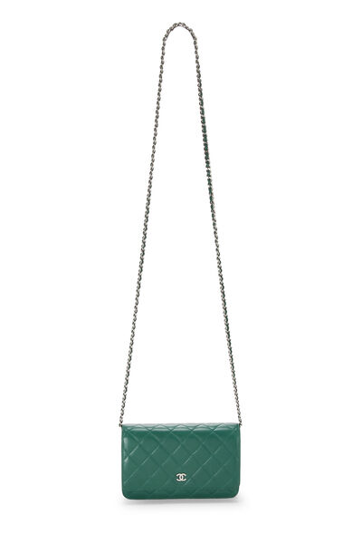 Green Quilted Lambskin Classic Wallet on Chain (WOC) , , large