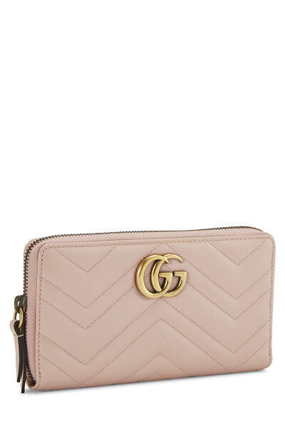 Pink Chevron Leather 'GG' Marmont Zip Wallet, , large