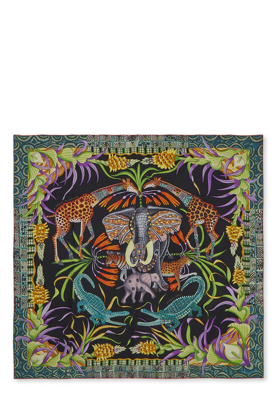 Black & Multicolor 'La Marche du Zambeze' Silk Scarf 90, , large image number 0