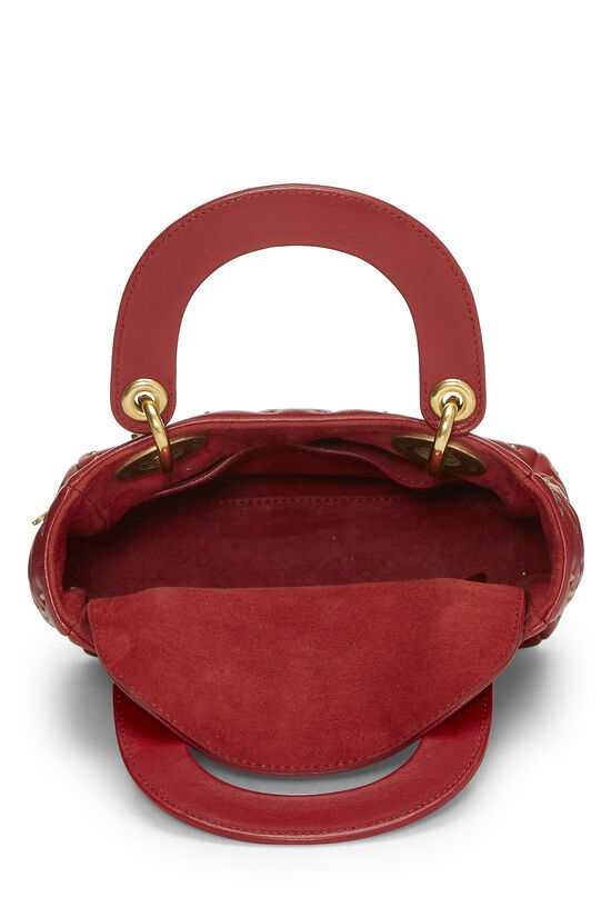 Red Studded Leather Lady Dior Mini, , large image number 8