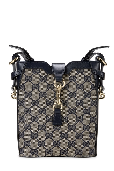 Gucci Navy Original GG Canvas Bucket Shoulder Bag Mini