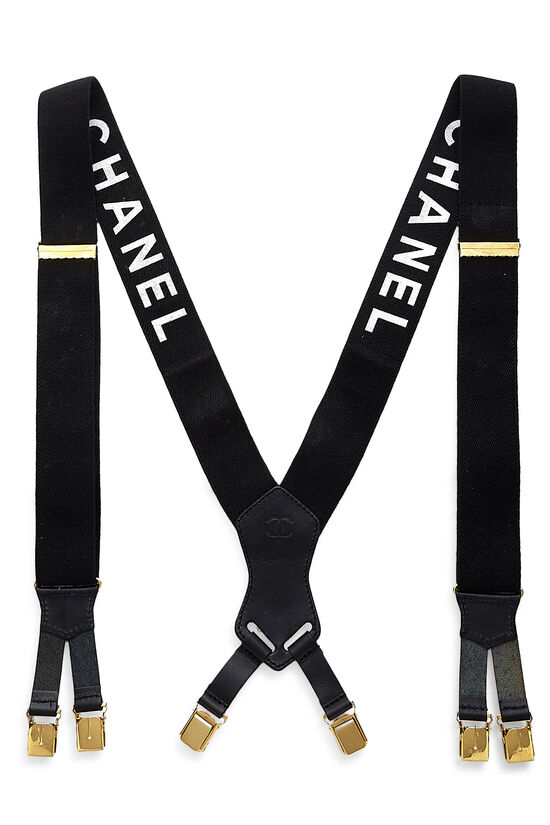 Black Elastic Logo Suspenders, , large image number 2