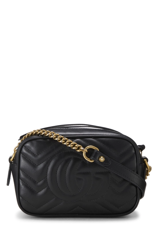 Black Leather GG Marmont Crossbody Mini, , large image number 3
