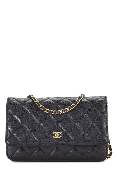 Black Quilted Caviar Classic Wallet on Chain (WOC)