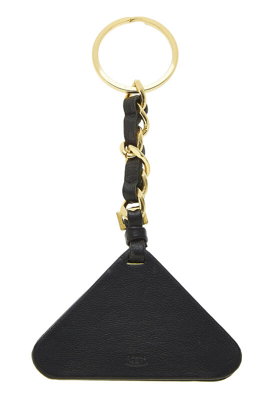 Gold & Black Leather Triangle Keychain, , large image number 1