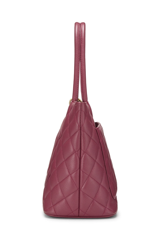 Burgundy Quilted Caviar Medallion Tote, , large image number 2