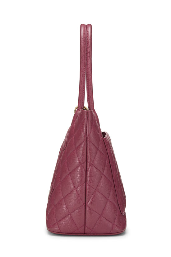 Burgundy Quilted Caviar Medallion Tote, , large image number 2