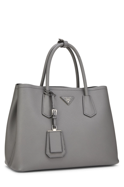 Grey Saffiano Double Bag, , large