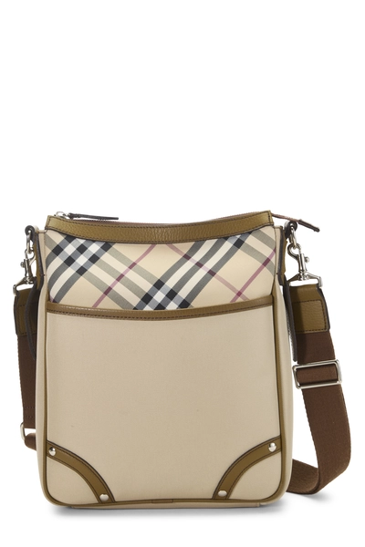 Burberry Beige House Check Nylon Vertical Messenger