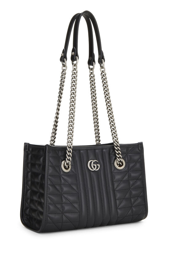 Black Leather GG Marmont Chain Tote Small, , large image number 1