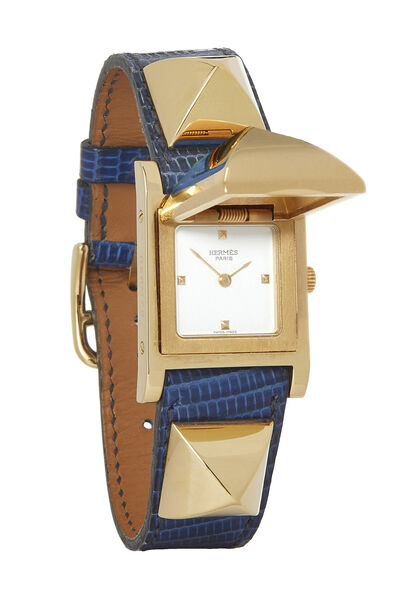 Gold & Blue Leather Medor Watch , , large