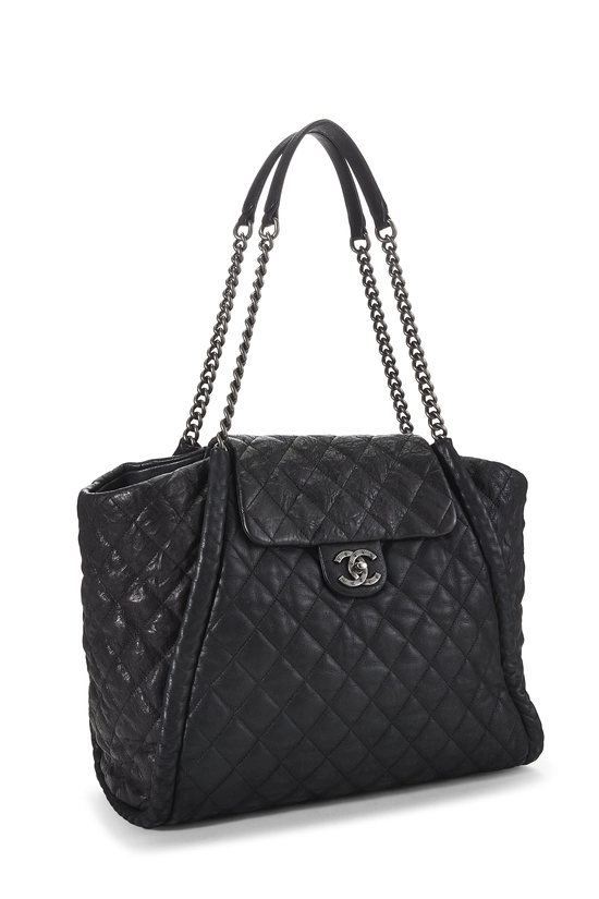 Black Calfskin Studded 'CC' Flap Tote, , large image number 1