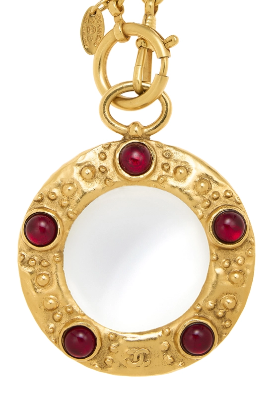 Gold Gripoix Monocle Necklace, , large image number 1