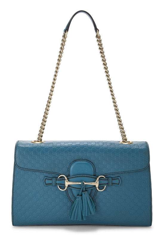 Blue Microguccissima Leather Emily Chain Shoulder Bag, , large image number 0