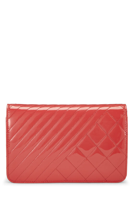 Red Quilted Patent Leather Wallet On Chain