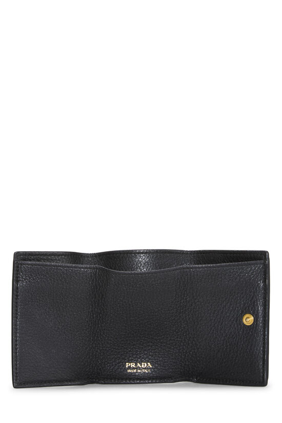 Black Vitello Daino Compact Wallet, , large image number 3