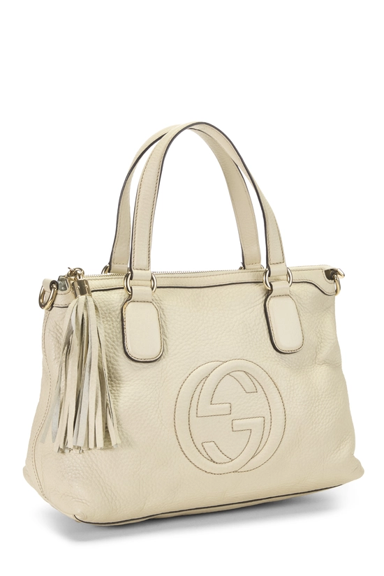 White Leather Soho Top Handle Tote, , large image number 1