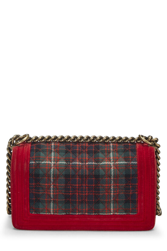 Paris-Edinburgh Red Tartan Velvet Boy Bag Medium, , large image number 4
