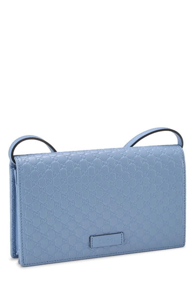 Blue Microguccissima Leather Wallet On Chain (WOC), , large