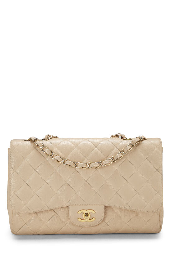 Beige Quilted Caviar New Classic Flap Jumbo, , large image number 0