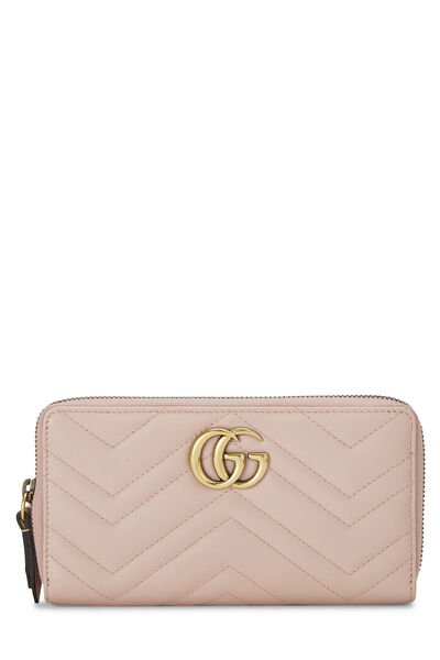 Pink Chevron Leather 'GG' Marmont Zip Wallet