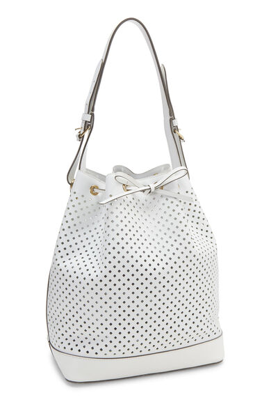 White Perforated Leather Noé, , large