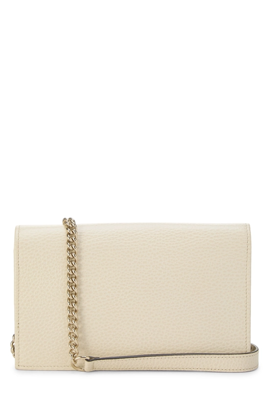 Cream Leather Interlocking Wallet On Chain (WOC) Small, , large image number 3