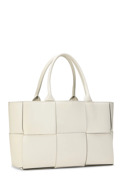 White Maxi Intrecciato Arco Tote Small, , large