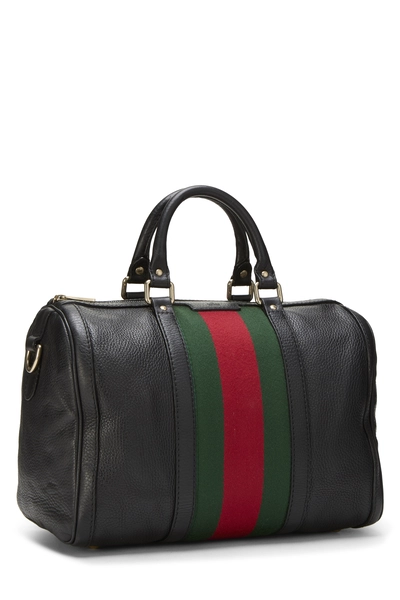 Gucci Black Leather Web Boston Bag Medium — photo 2