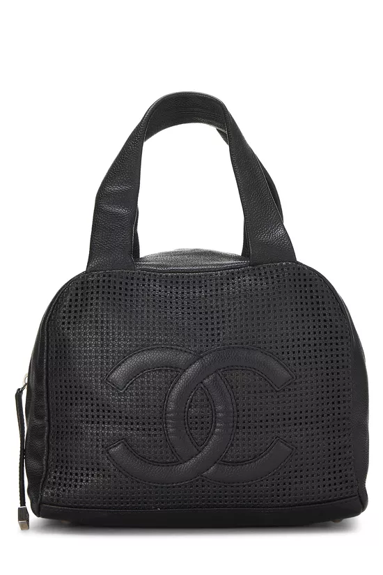 Black Caviar Perforated 'CC' Handbag Small, , large image number 0