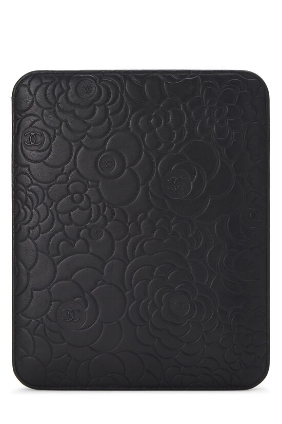 Black Lambskin Camellia iPad Sleeve, , large image number 3