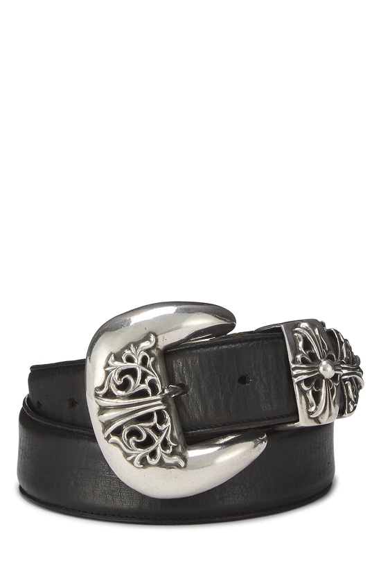 Pre-Owned Black Leather Classic Three-Piece Belt QZA91V1LKB000