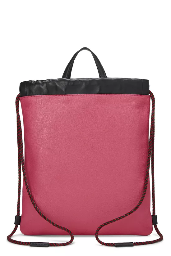 Pink Leather Logo Print Drawstring Backpack, , large image number 3