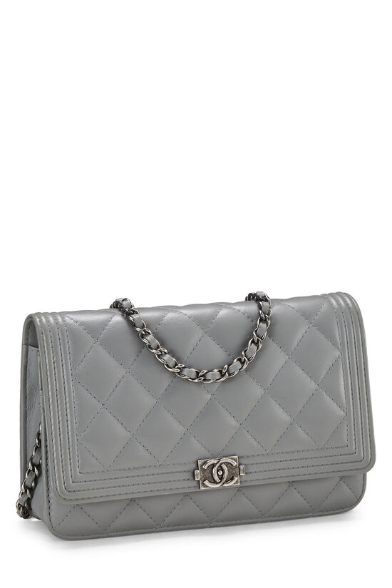 Chanel Grey Quilted Lambskin Boy Wallet on Chain (WOC) Q6A03E1IEB002