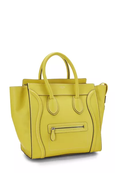 Yellow Drummed Calfskin Luggage Mini, , large