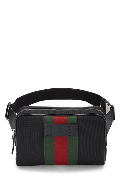 Black Techno Canvas Web Belt Bag